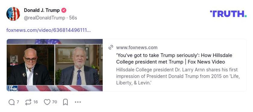 Post image from Donald Trump