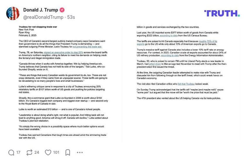 Post image from Donald Trump