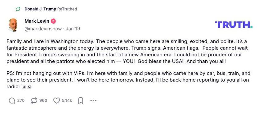 Post image from Donald Trump