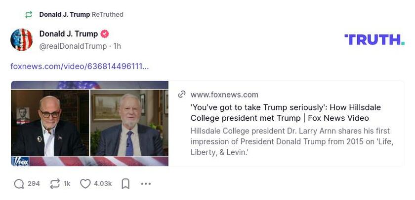 Post image from Donald Trump