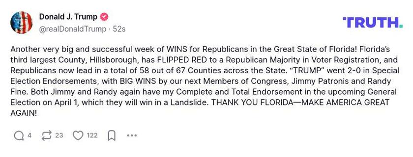 Post image from Donald Trump