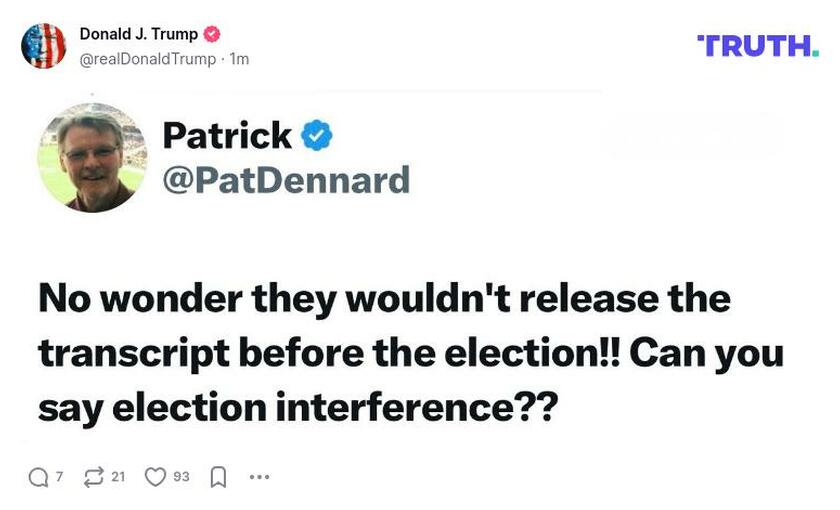 Post image from Donald Trump