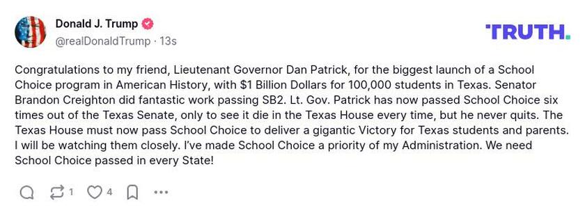 Post image from Donald Trump