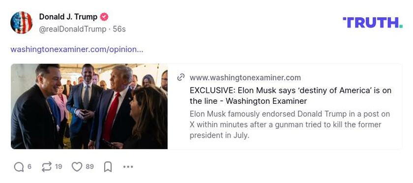 Post preview from Donald Trump