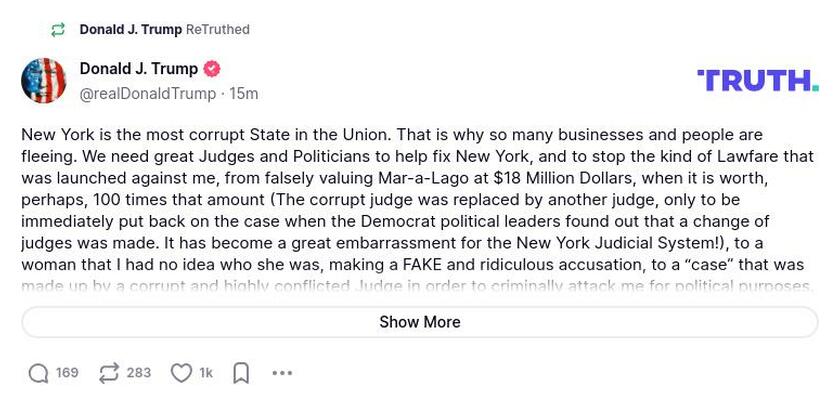 Post image from Donald Trump