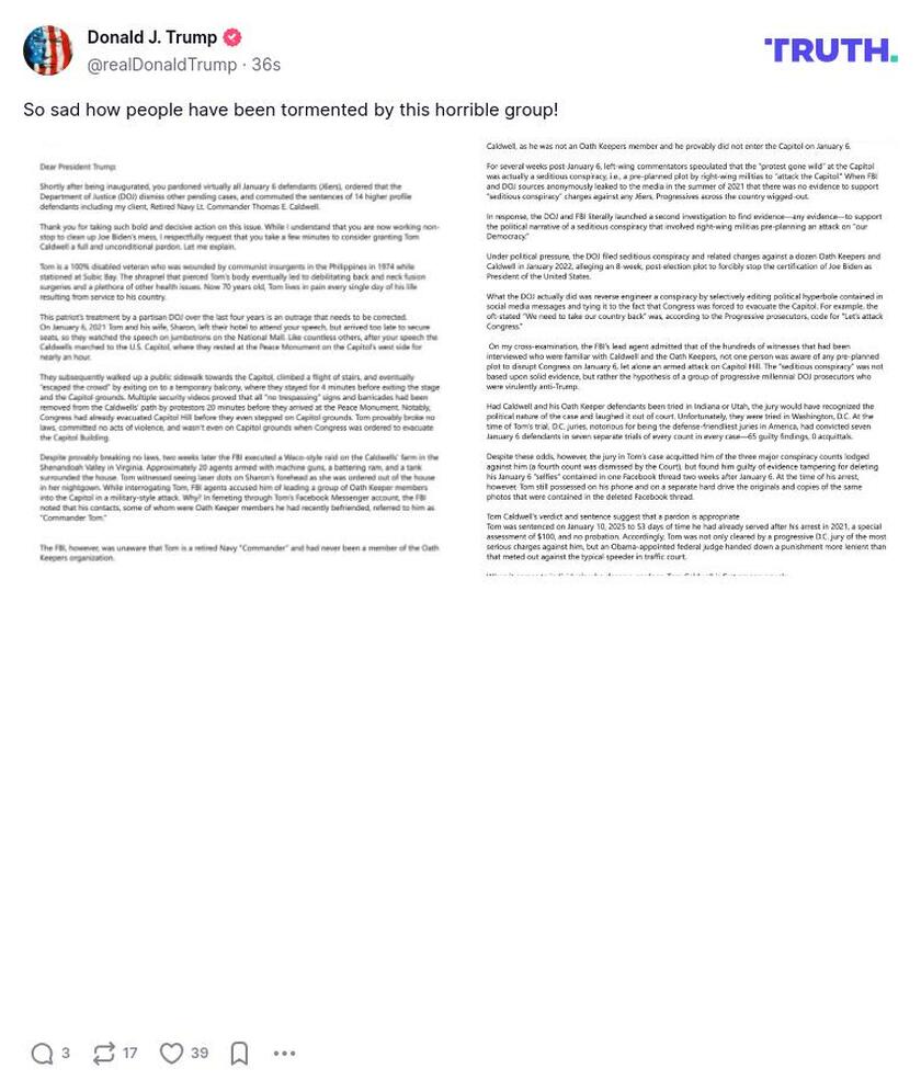 Post image from Donald Trump