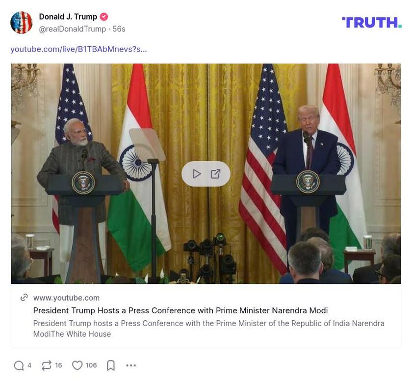 Post image from Donald Trump