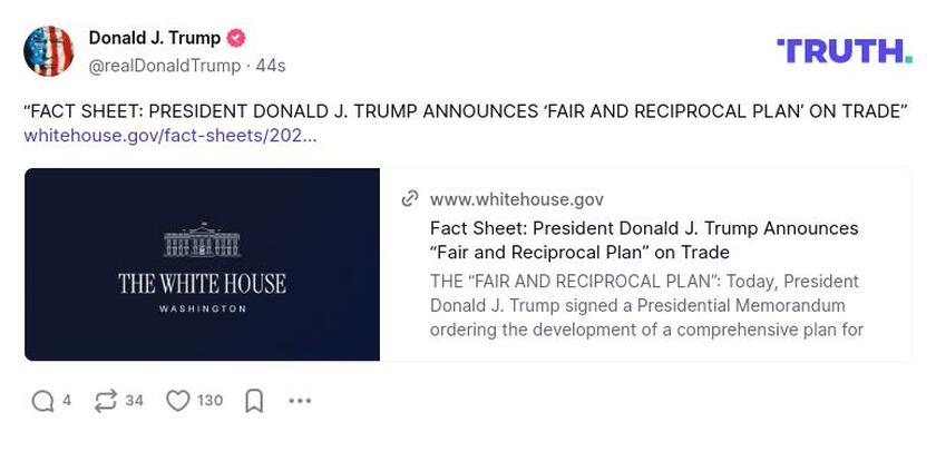 Post image from Donald Trump