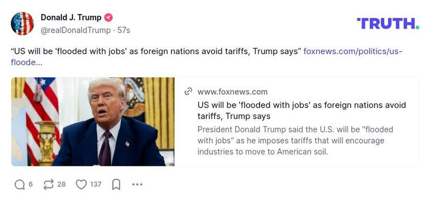 Post image from Donald Trump