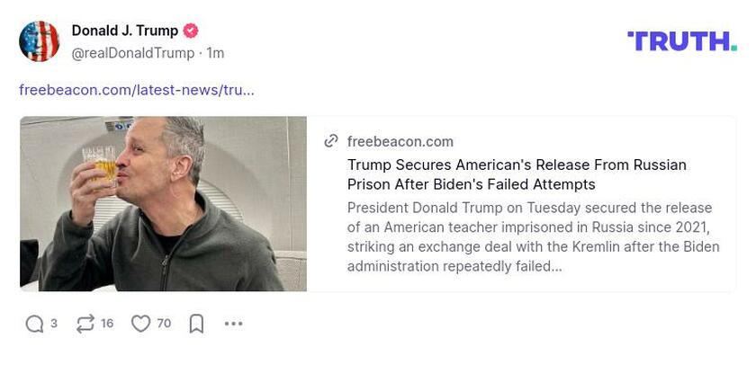 Post image from Donald Trump