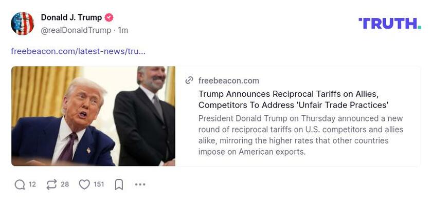 Post image from Donald Trump