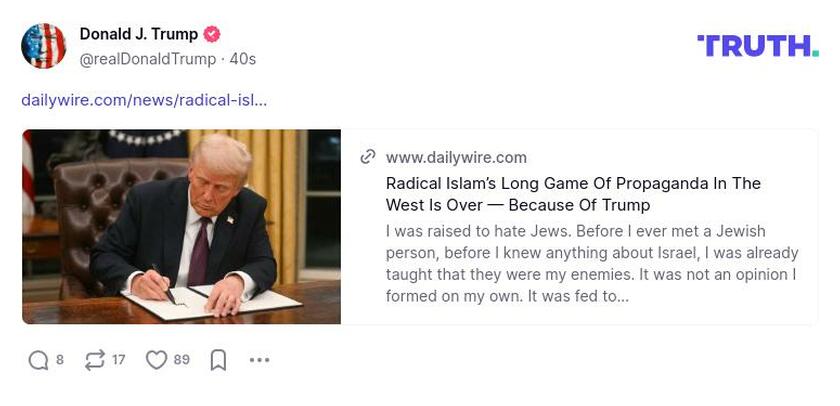 Post image from Donald Trump