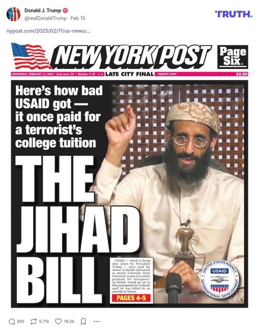 Post preview from Donald Trump