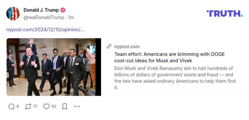 Post preview from Donald Trump