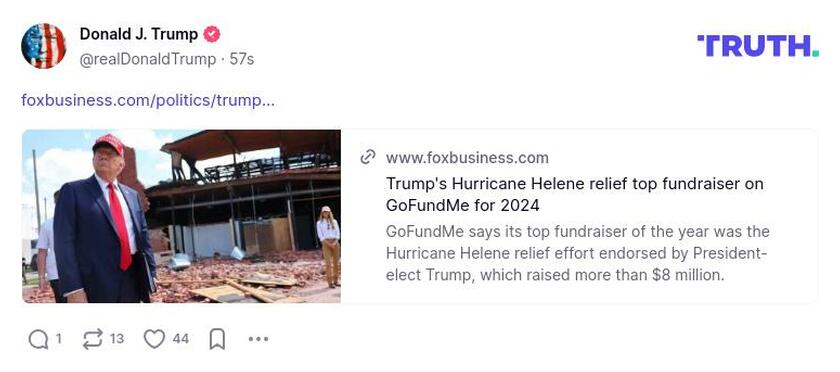 Post image from Donald Trump