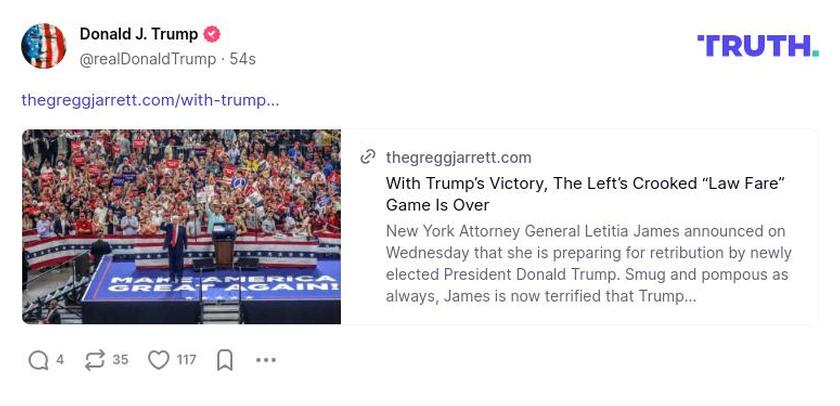 Post image from Donald Trump