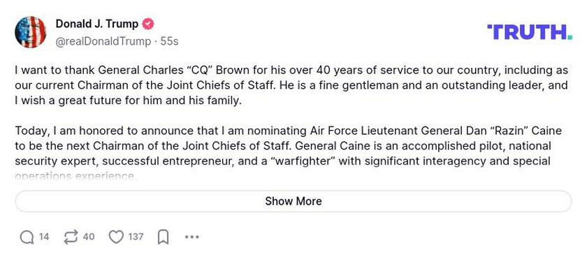 Post preview from Donald Trump