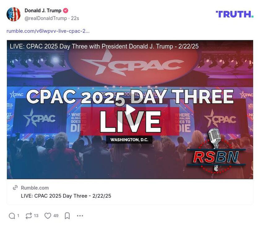 Post image from Donald Trump