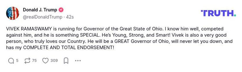 Post image from Donald Trump