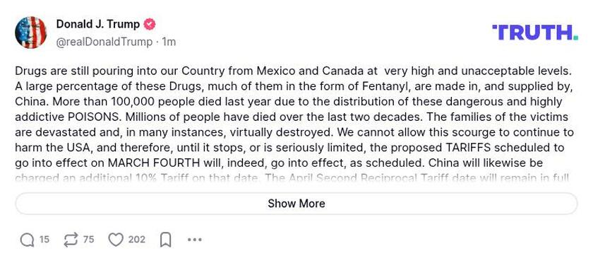 Post preview from Donald Trump