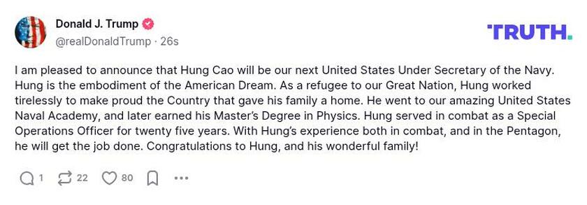 Post image from Donald Trump