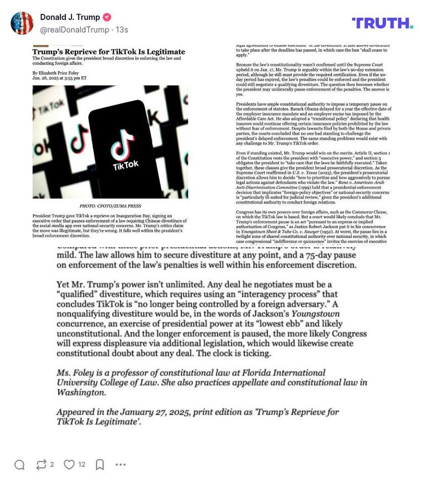 Post image from Donald Trump