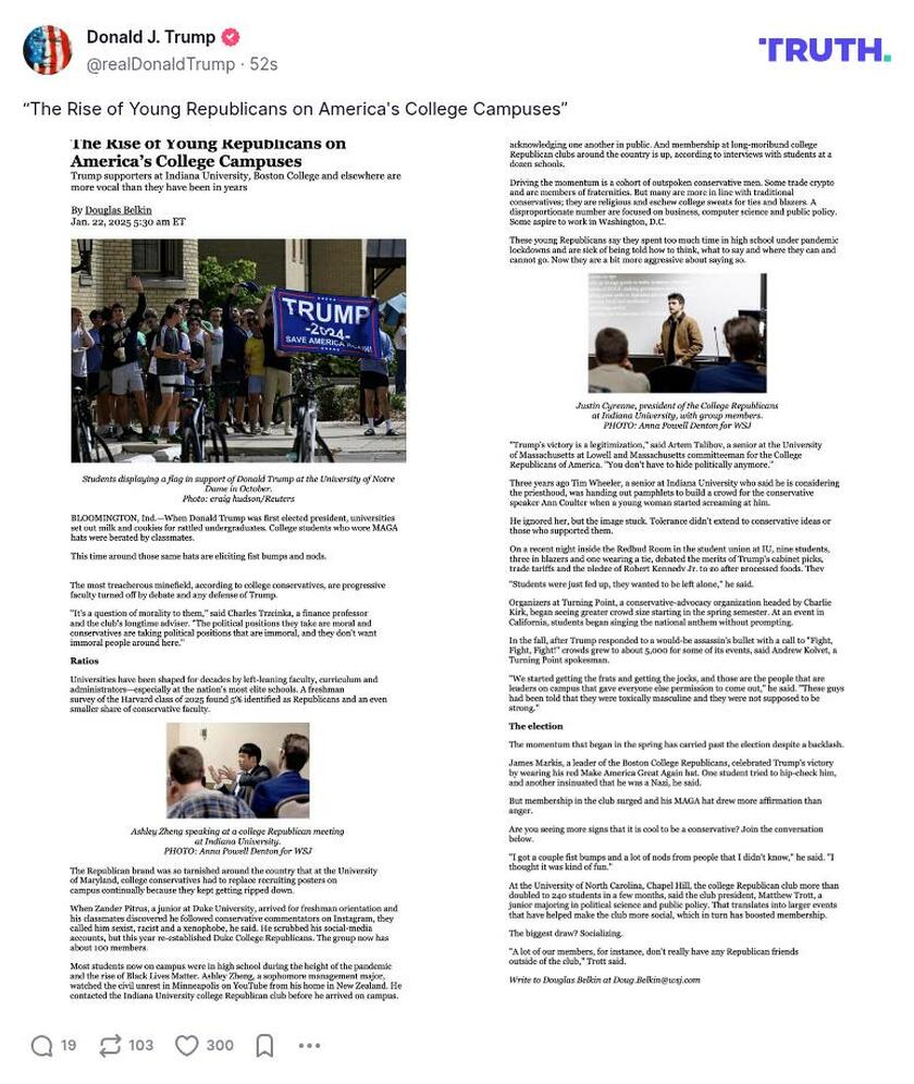 Post image from Donald Trump