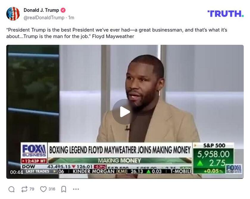 Post image from Donald Trump