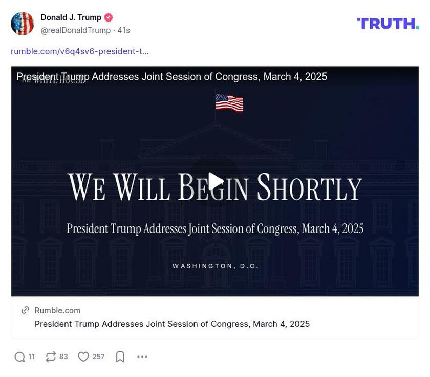 Post image from Donald Trump