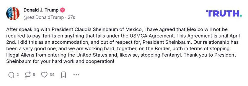 Post image from Donald Trump