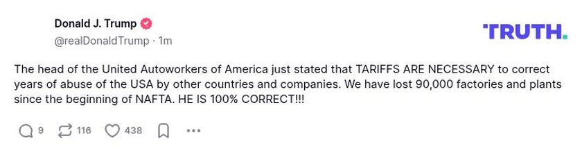 Post image from Donald Trump