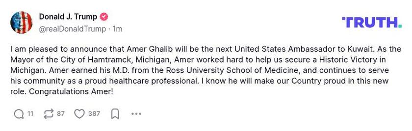 Post image from Donald Trump