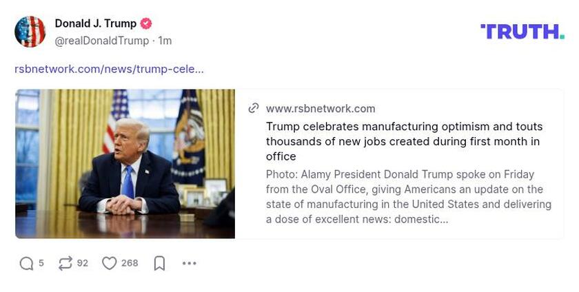 Post image from Donald Trump