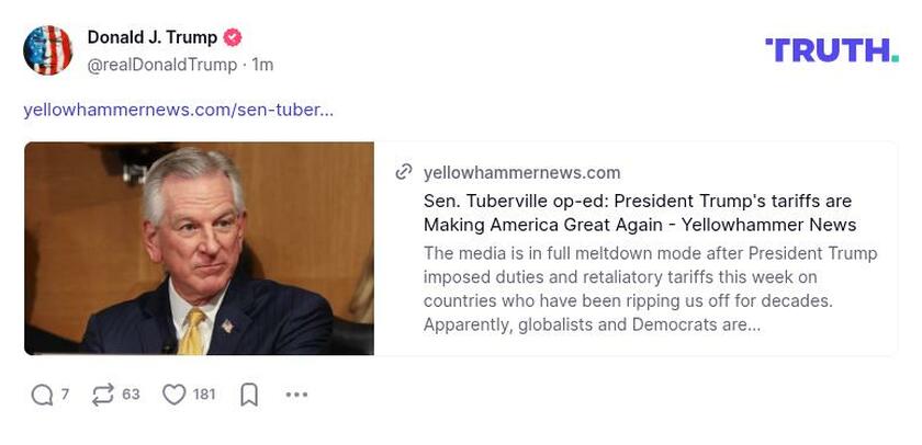 Post image from Donald Trump