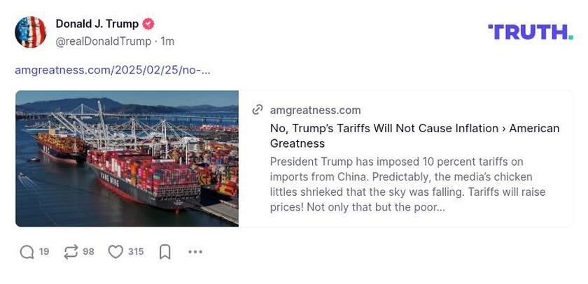 Post preview from Donald Trump