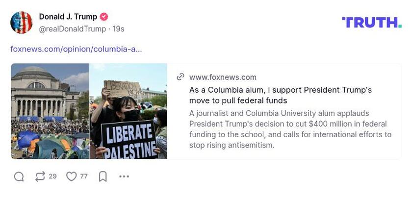 Post image from Donald Trump