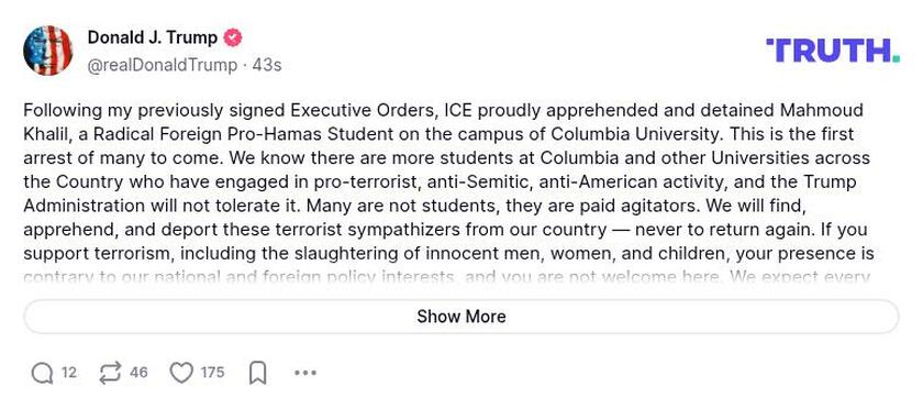 Post image from Donald Trump