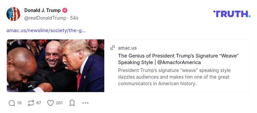 Post preview from Donald Trump