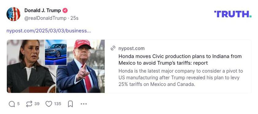 Post image from Donald Trump