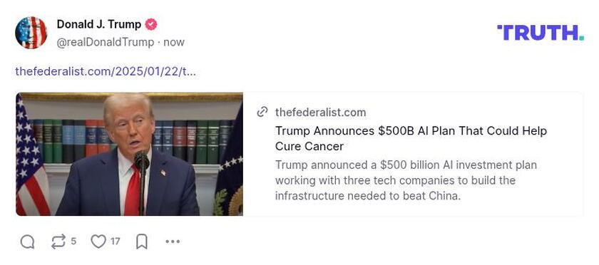 Post image from Donald Trump