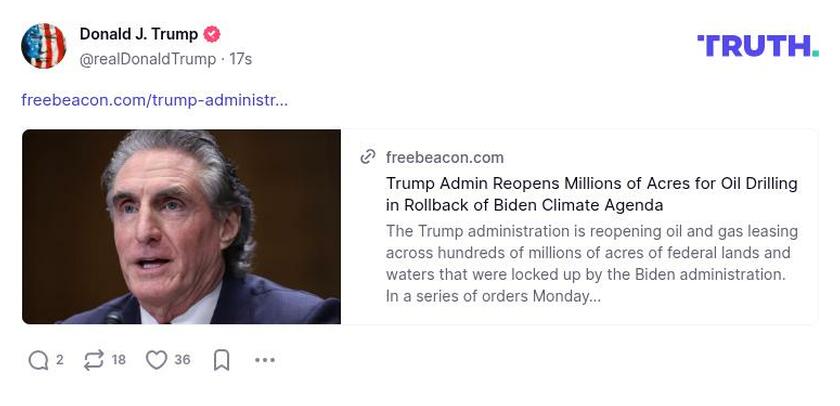 Post preview from Donald Trump