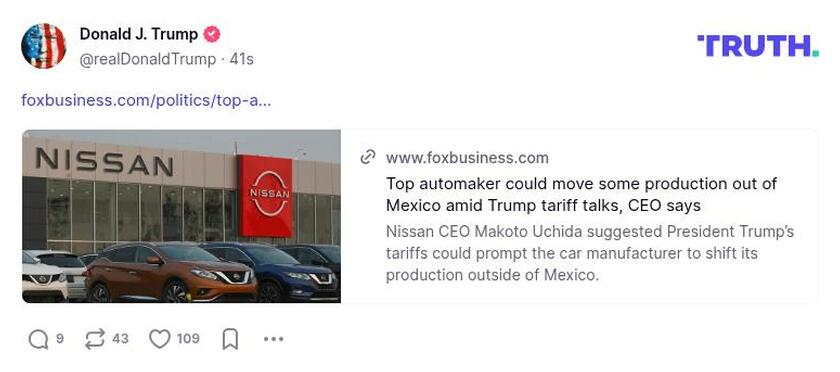 Post image from Donald Trump