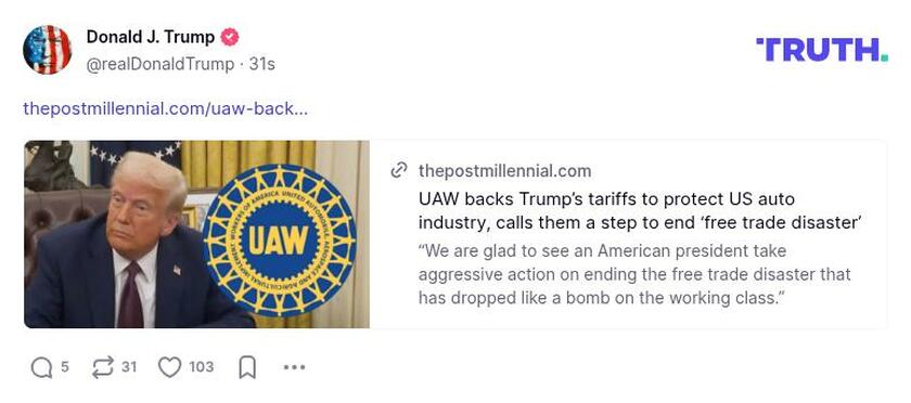 Post image from Donald Trump