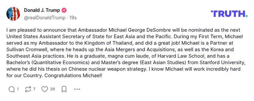 Post image from Donald Trump