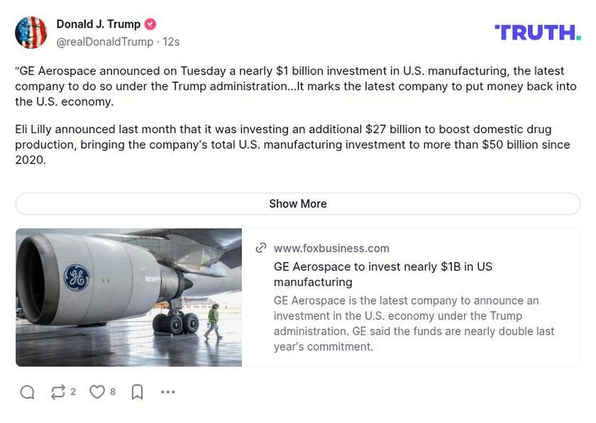 Post image from Donald Trump