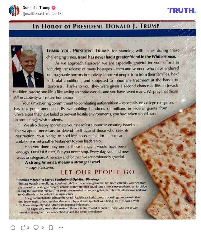 Post image from Donald Trump