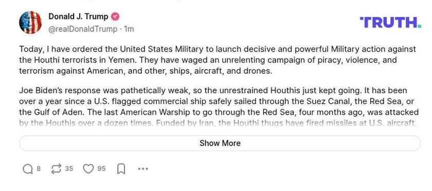 Post preview from Donald Trump