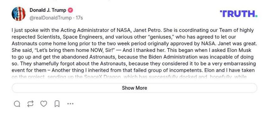 Post preview from Donald Trump