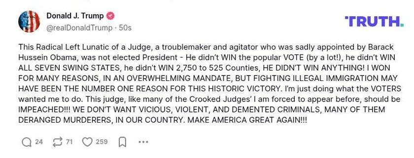 Post preview from Donald Trump