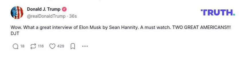 Post preview from Donald Trump